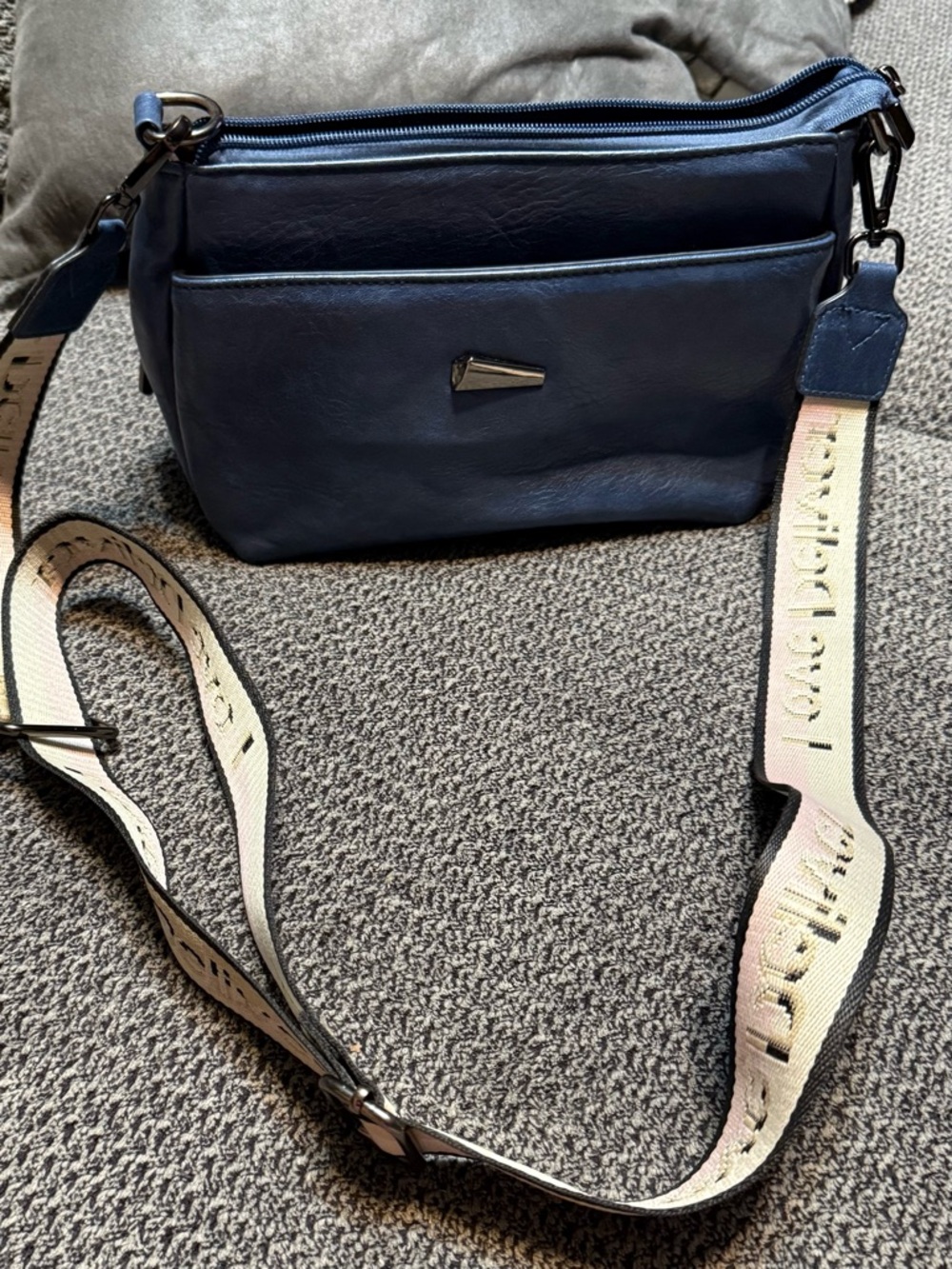 Navy Blue Crossbody Bag with Wide Strap